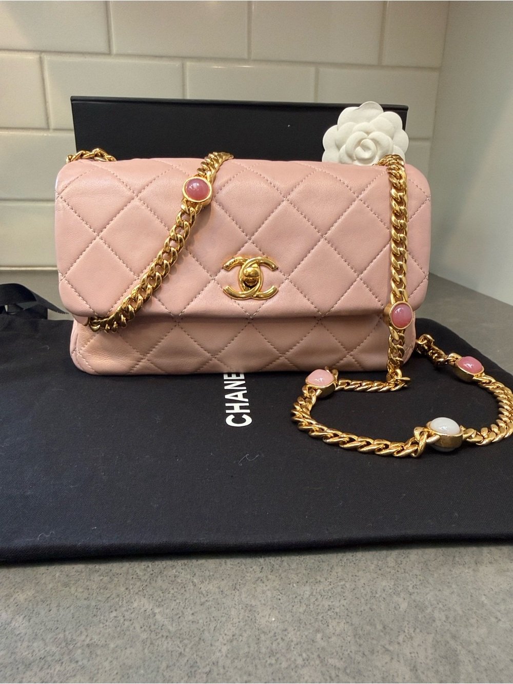 Chanel Mini Stones Chunky Mini Flap Bag Dusty Pink